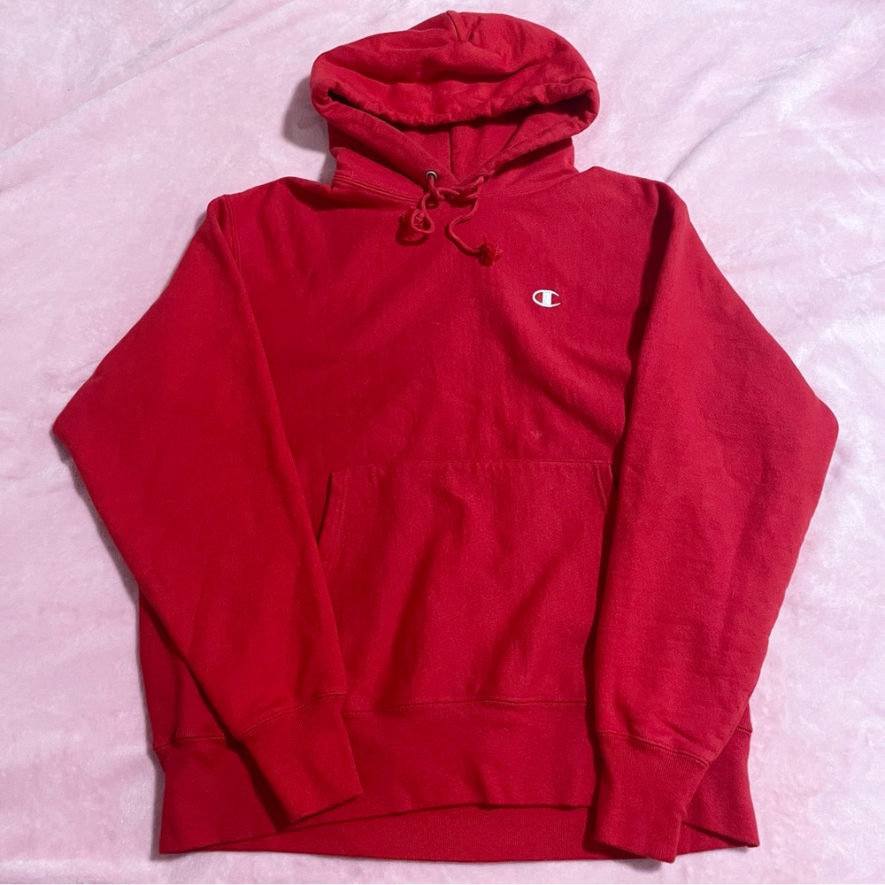 Men’s Champion Reverse Weave Red Hoodie Size Large